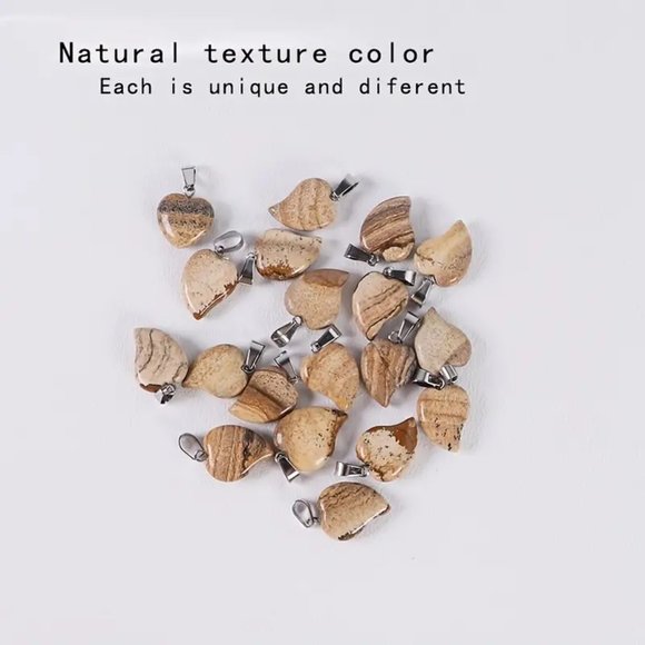 Picture Jasper Stone Heart Shape Pendant Natural Stone Pendant Silver Jewelry - Picture 2 of 2